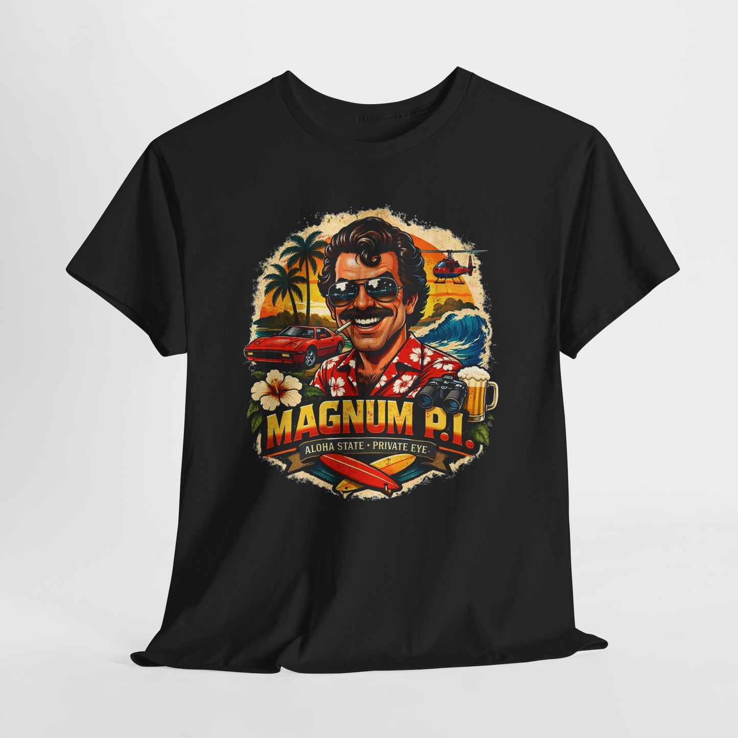 Retro Detective TV Graphic Tee — 'Magnum P.I.' Vintage Island Vibe T-Shirt