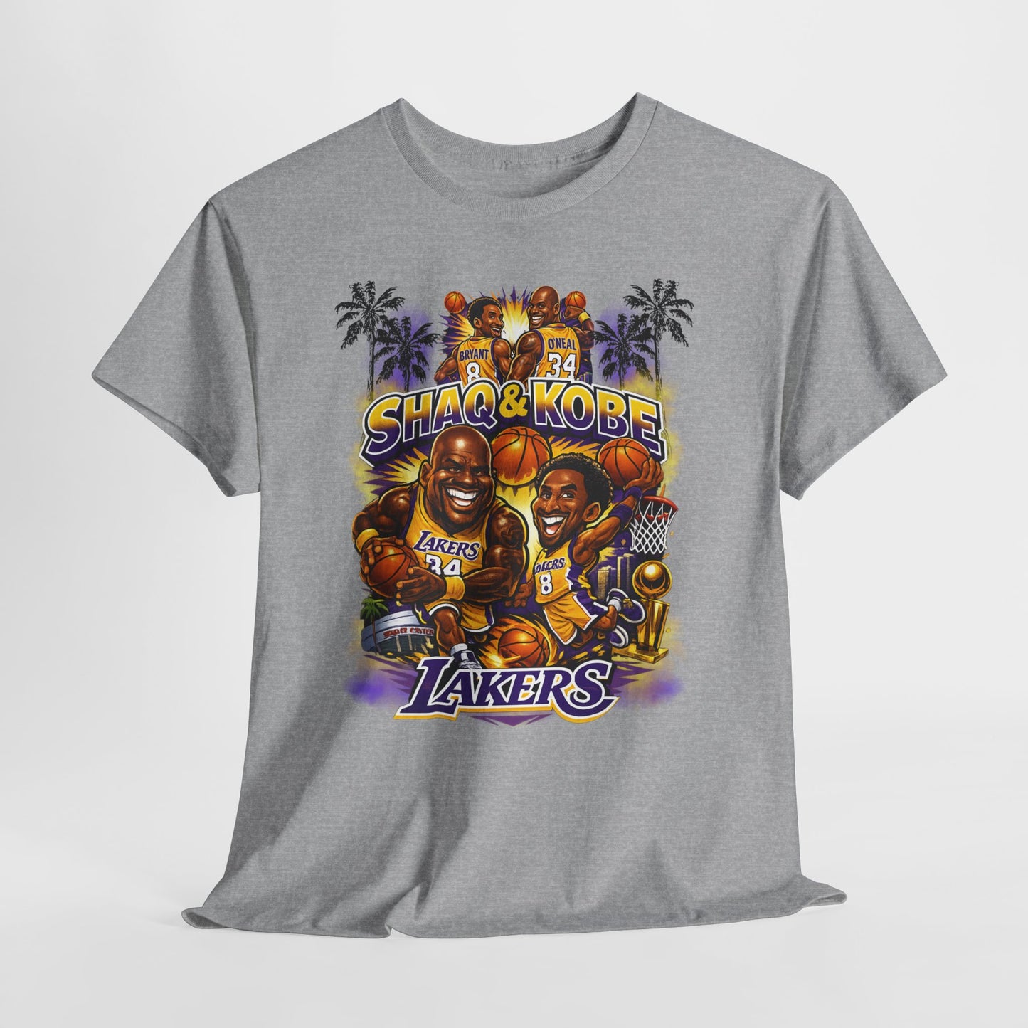 Kobe & Shaq Lakers Tee, Unisex Heavy Cotton T-Shirt, Basketball Fan Apparel, Sports Gift, Retro Basketball Graphic