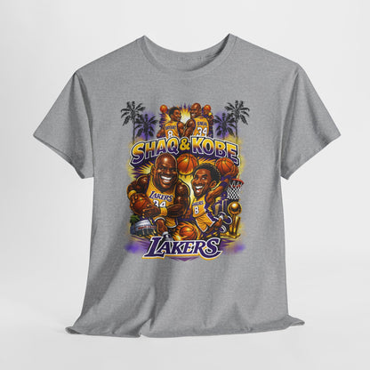 Kobe & Shaq Lakers Tee, Unisex Heavy Cotton T-Shirt, Basketball Fan Apparel, Sports Gift, Retro Basketball Graphic