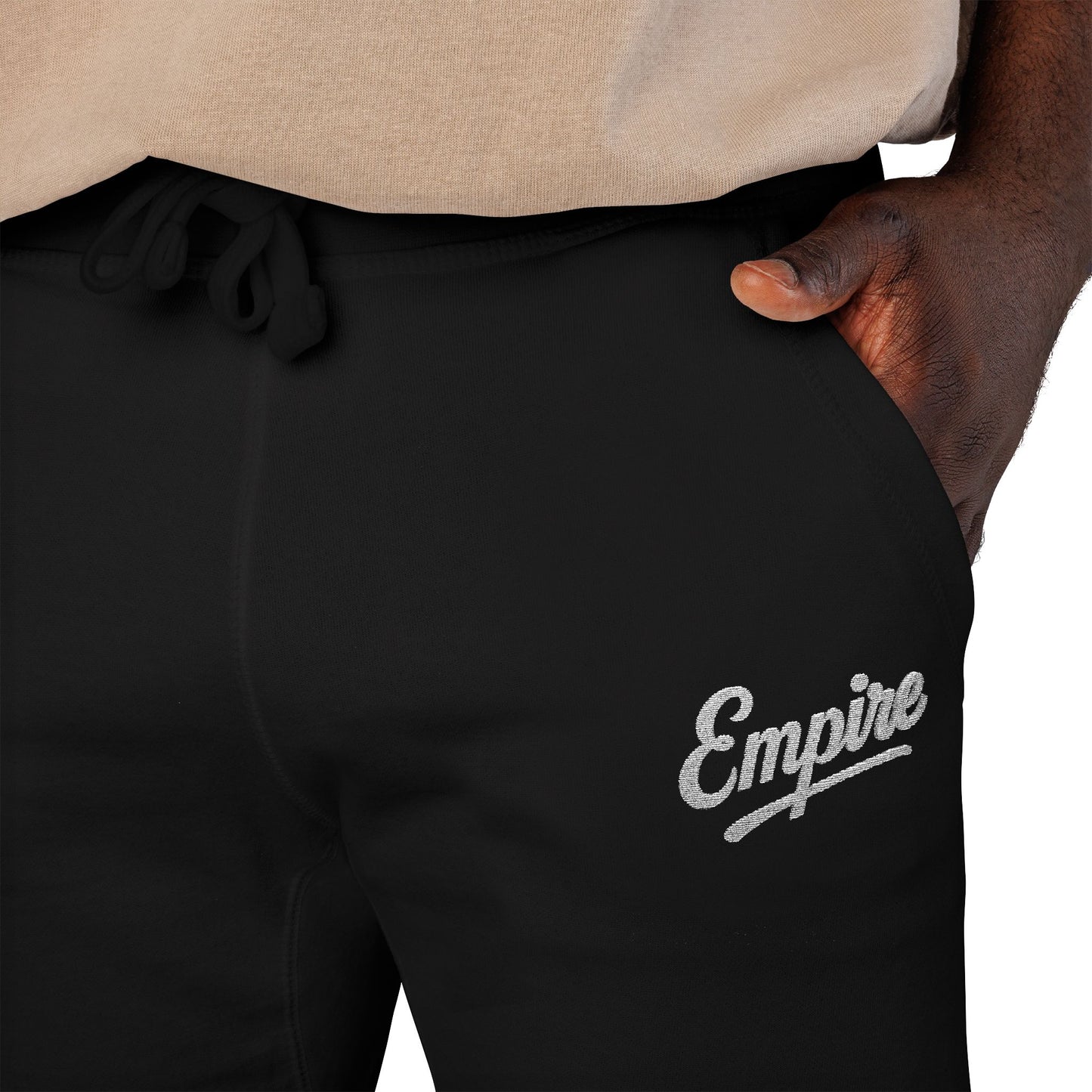 Empire Signature Embroidered Sweatpants — Minimal Fleece with White 'Empire' Logo