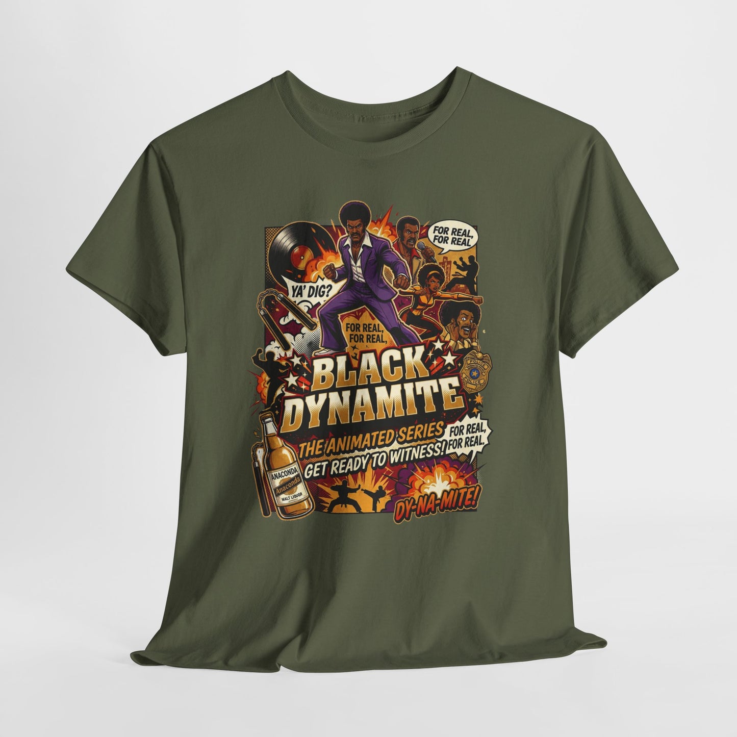 Black Dynamite Graphic Tee — Vintage Blaxploitation Movie Poster Shirt