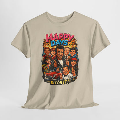 Happy Days Retro TV Cast T-Shirt — "Sit On It!" Vintage 70s Sitcom Tee