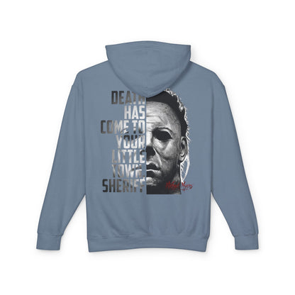 Horror Hoodie — 'Death Has Come to Your Little Town Sheriff' Michael Myers Pullover