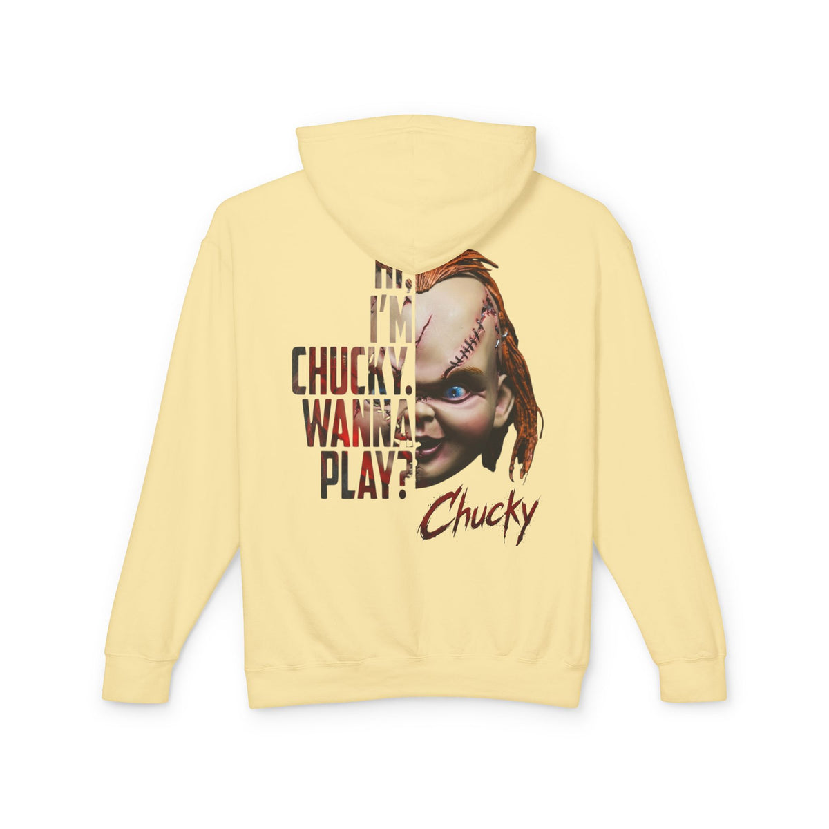 Chucky Hoodie - "Hi, I'm Chucky. Wanna Play?" Horror Movie Pullover