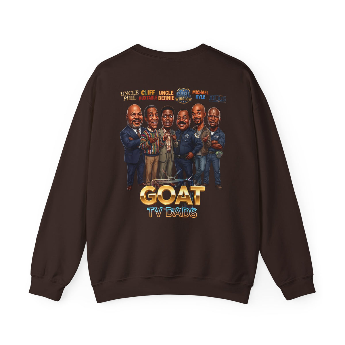 Crewneck Sweatshirt — 'GOAT' Icon Caricature Tribute Backprint