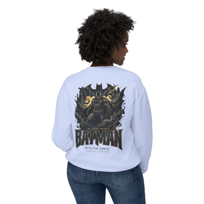 Batman Graphic Crewneck Sweatshirt — Vintage Dark Knight Logo & Back Art