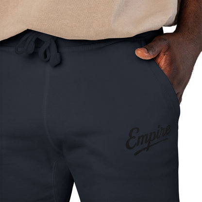 Empire Signature Embroidered Sweatpants — Minimal Fleece with Black 'Empire' Logo