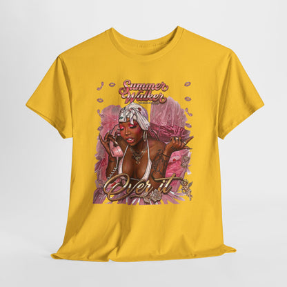 Over It Tee — ‘Summer’s Vibes’ Pink Afro Girl Graphic T-Shirt