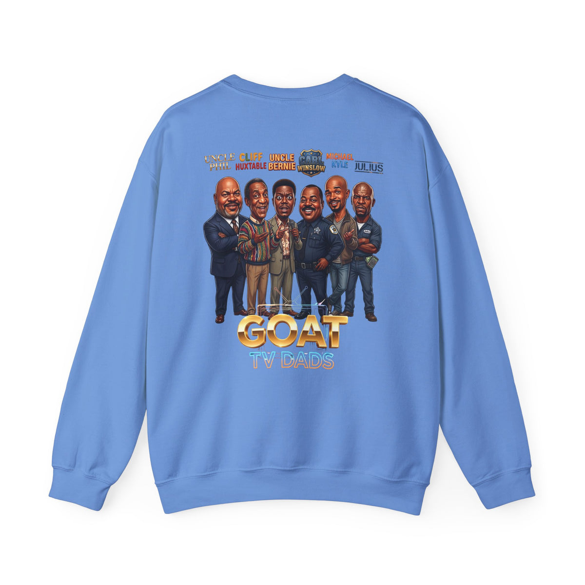 Crewneck Sweatshirt — 'GOAT' Icon Caricature Tribute Backprint