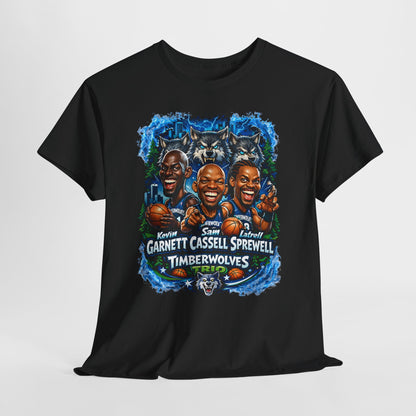 Timberwolves Legends T‑Shirt — Garnett, Cassell & Sprewell Retro Basketball Tee