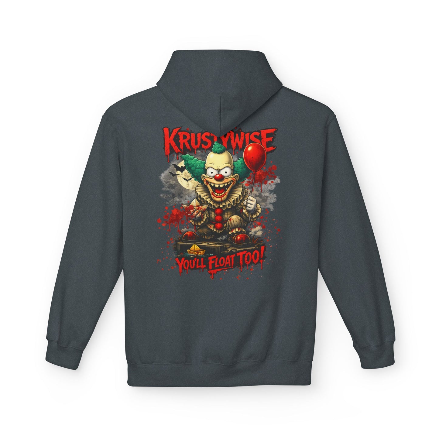 'Krustywise' Creepy Clown Design, "You’ll Float Too" Midweight Softstyle Fleece Hoodie