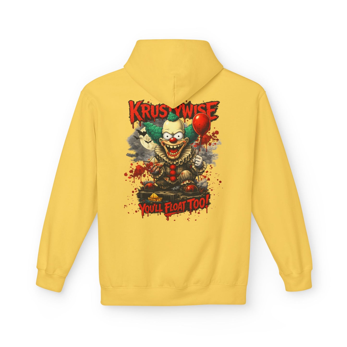 'Krustywise' Creepy Clown Design, "You’ll Float Too" Midweight Softstyle Fleece Hoodie