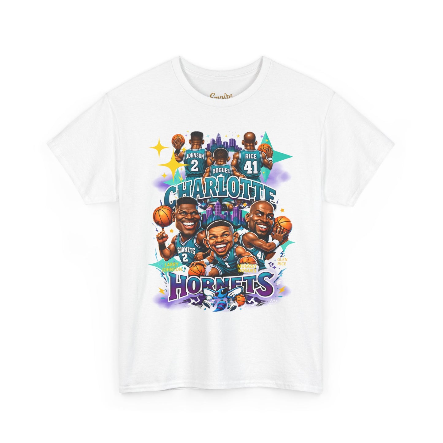Charlotte Hornets Basketball T-Shirt — Team Player Caricature Tee
