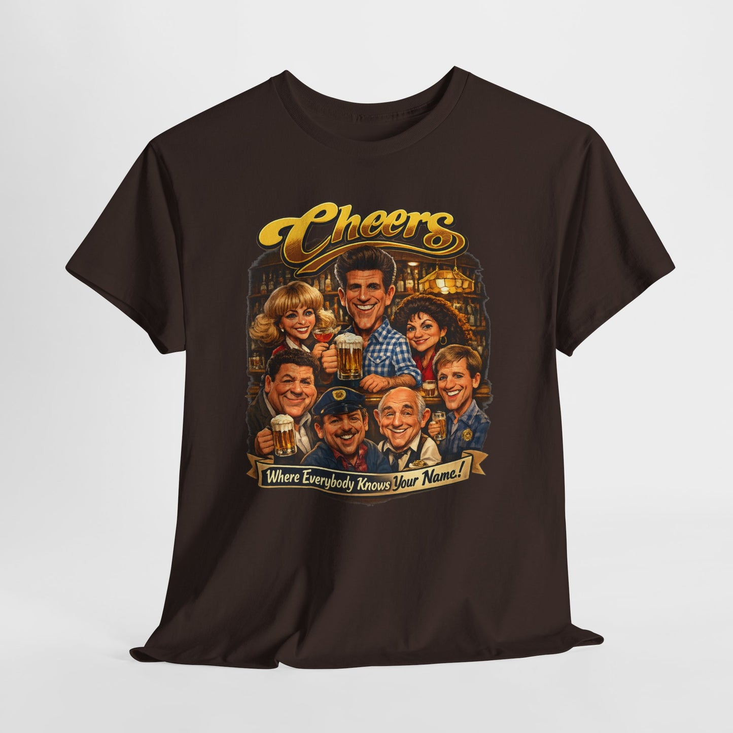 Cheers Cast Vintage Tee — "Where Everybody Knows Your Name" Retro TV Shirt