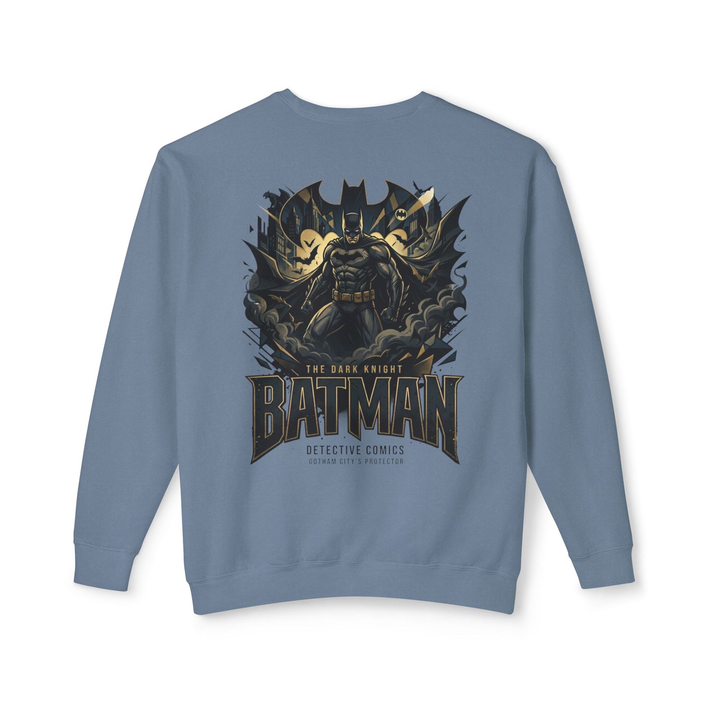 Batman Graphic Crewneck Sweatshirt — Vintage Dark Knight Logo & Back Art