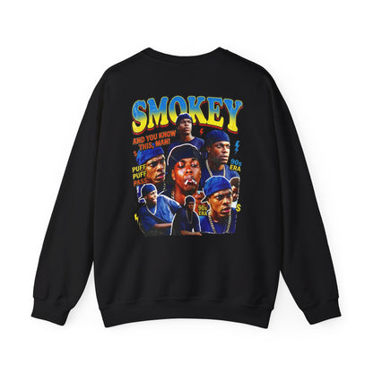 Smokey Graphic Sweatshirt – Retro Hip-Hop Photo Collage Crewneck