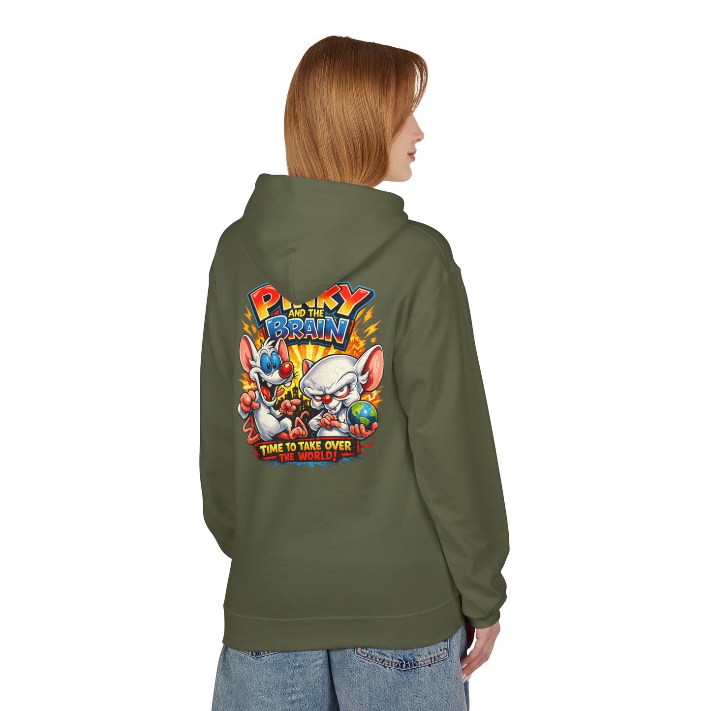 Pinky and the Brain "Time to Take Over the World" Midweight Softstyle Fleece Hoodie