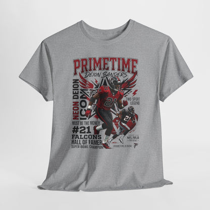 Primetime Deion Sanders Football T-Shirt — Falcons #21 Retro Graphic Tee