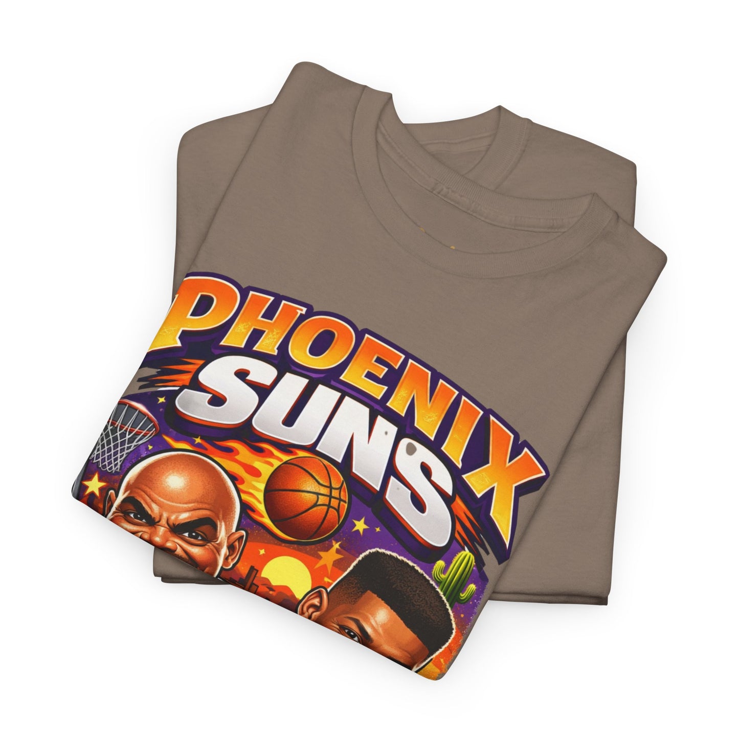 Phoenix Suns Barkley & K.J. Graphic Tee — Retro Basketball Cartoon Shirt