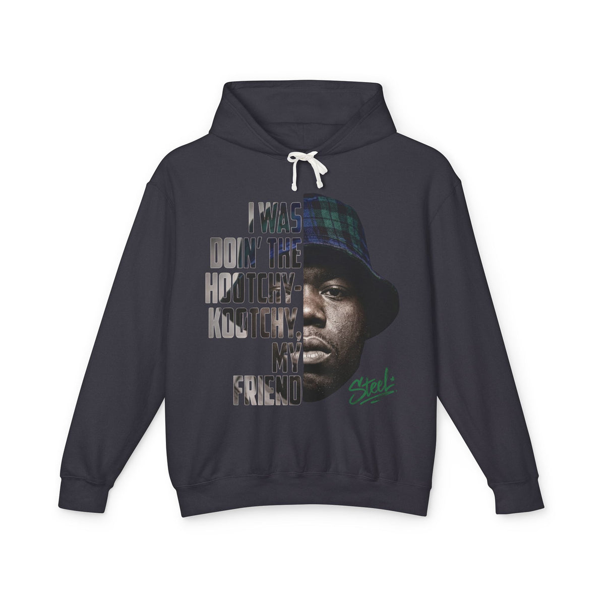 Steel "Juice" Hootchy Kootchy Hoodie – Vintage Movie Portrait Pullover