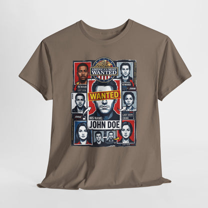 'Wanted: His Name John Doe' Retro Mugshot Collage Graphic Tee