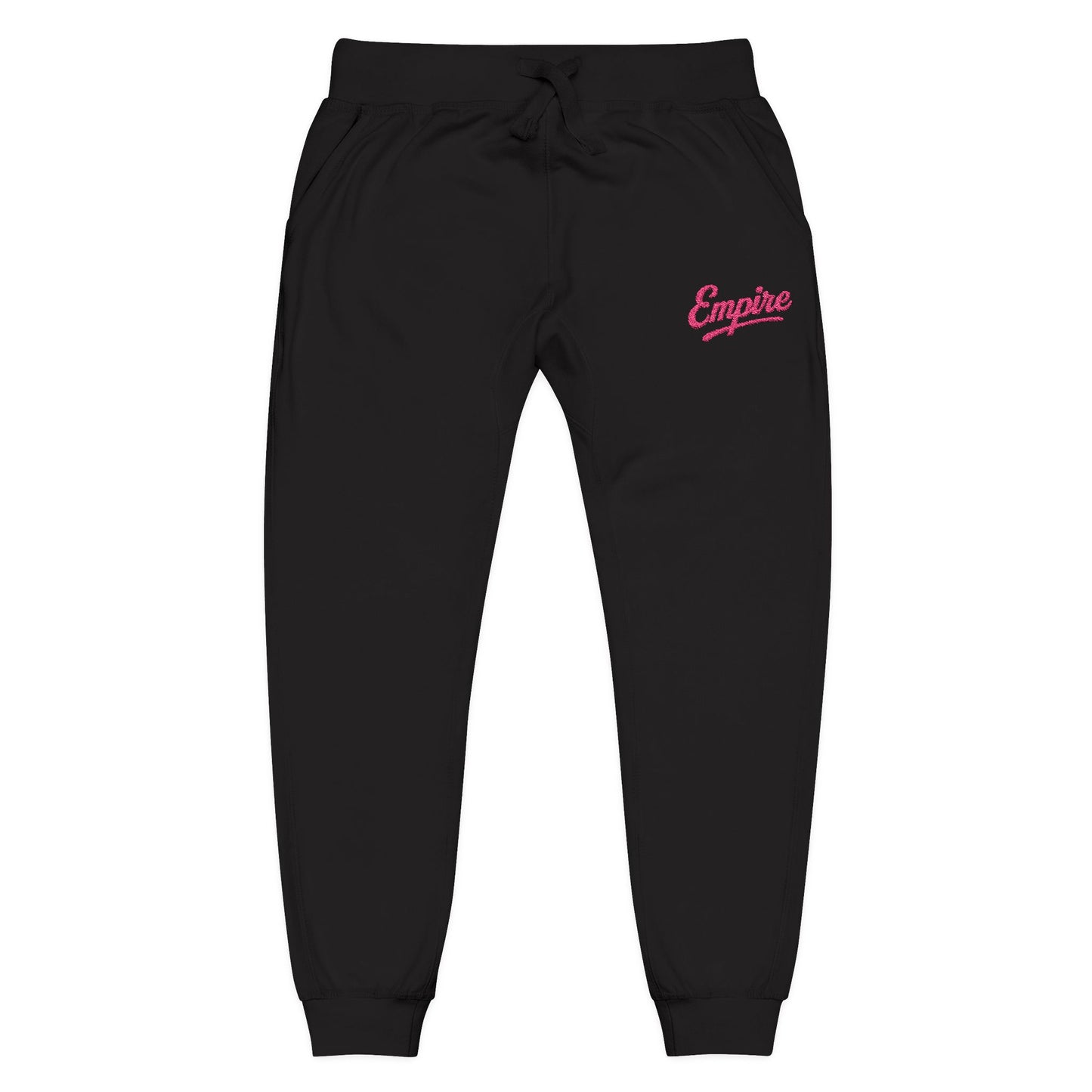 Empire Signature Embroidered Sweatpants — Minimal Fleece with Pink 'Empire' Logo