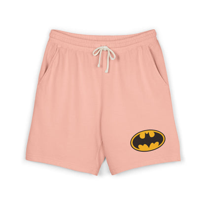 Batman Logo Fleece Sweat Shorts — Lightweight Garment-Dyed Lounge Shorts