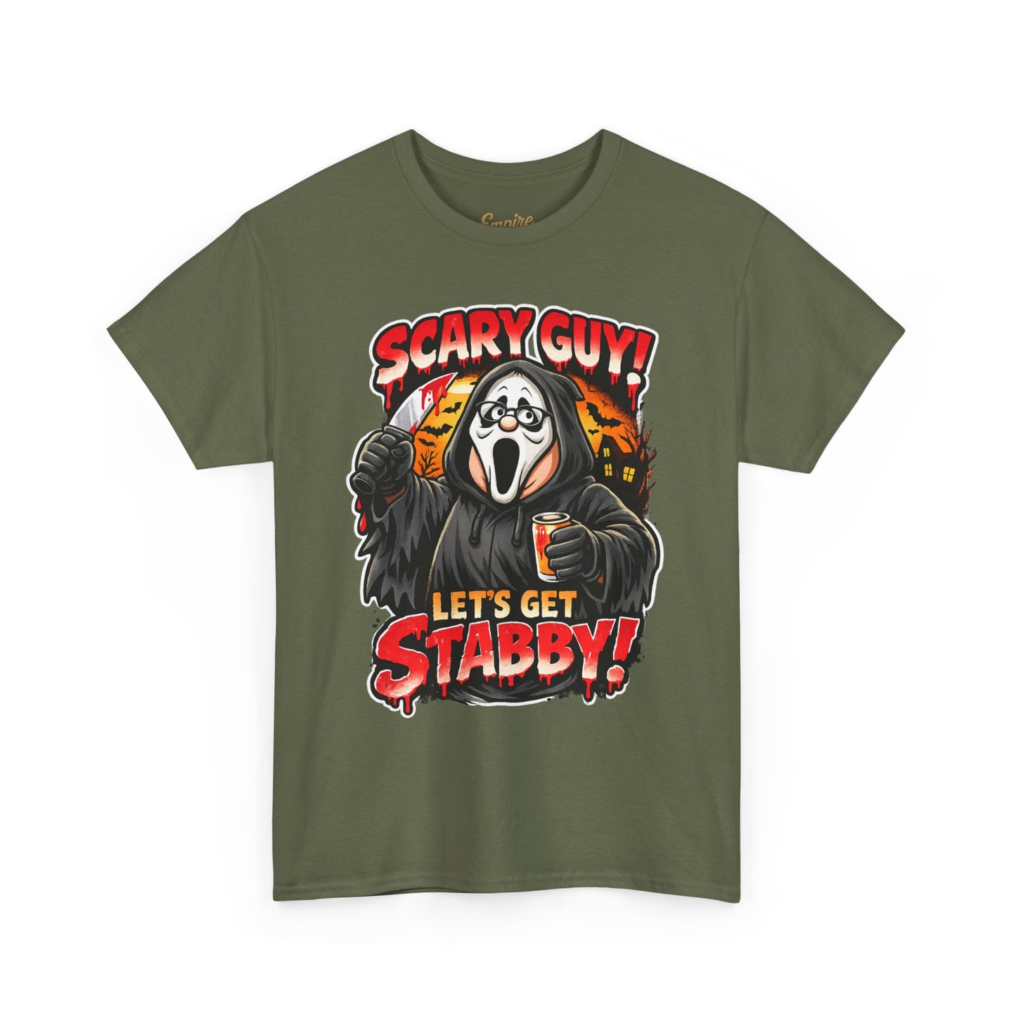 Scary Guy "Let's Get Stabby" Halloween Tee — Scream Mask Horror Movie T-Shirt