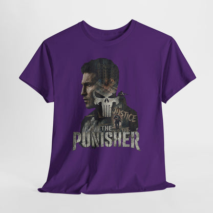 The Punisher Graphic Tee — Skull Justice Double Exposure T‑Shirt
