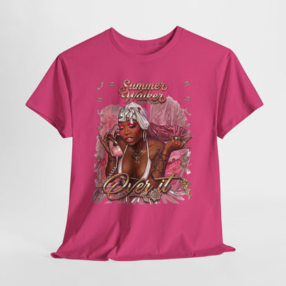Over It Tee — ‘Summer’s Vibes’ Pink Afro Girl Graphic T-Shirt