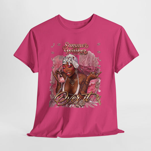 Over It Tee — ‘Summer’s Vibes’ Pink Afro Girl Graphic T-Shirt