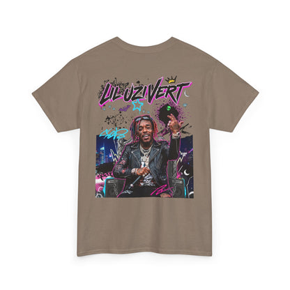 Lil Uzi Graphic Tee — Retro Neon Logo & Photo Back Print