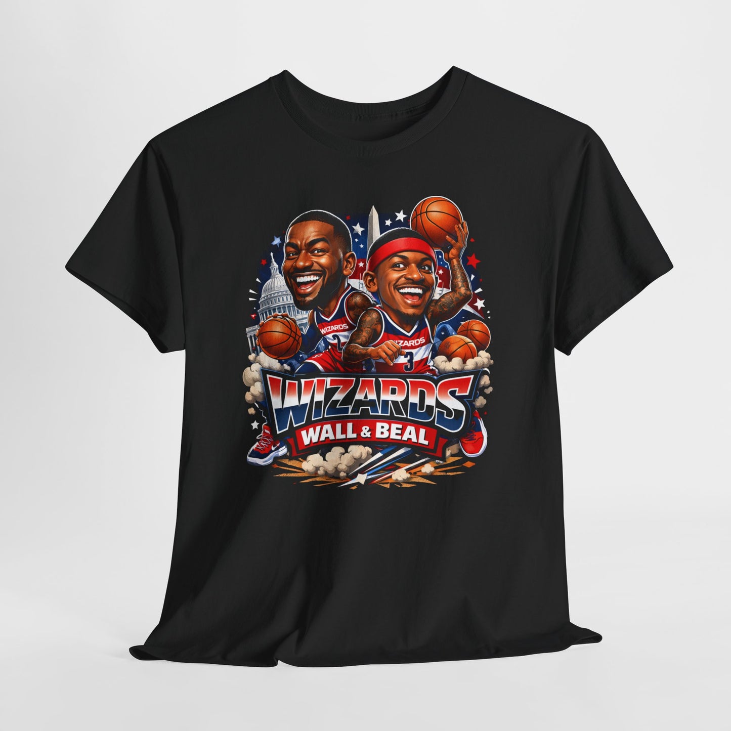 Wizards Basketball Vintage Player Caricature Tee – Wall & Ball Fan Shirt