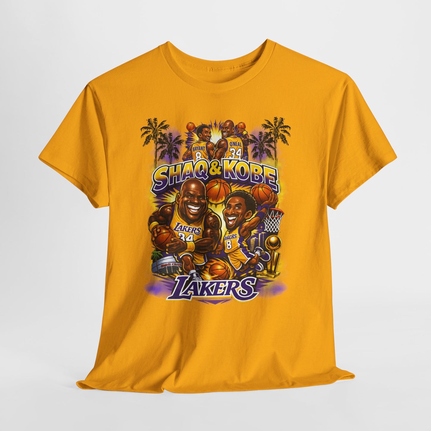 Kobe & Shaq Lakers Tee, Unisex Heavy Cotton T-Shirt, Basketball Fan Apparel, Sports Gift, Retro Basketball Graphic