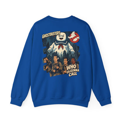 Ghostbusters Crewneck Sweatshirt — Stay Puft & "Who Ya Gonna Call" Graphic