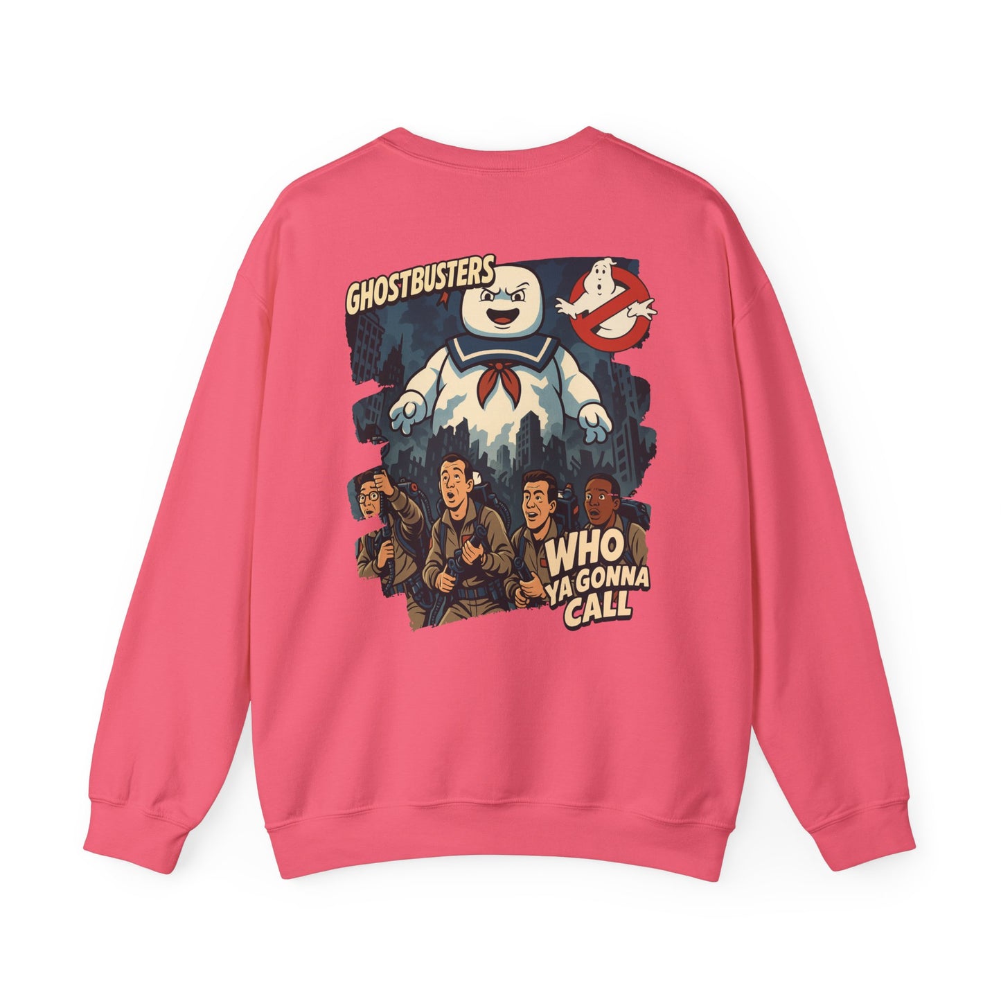 Ghostbusters Crewneck Sweatshirt — Stay Puft & "Who Ya Gonna Call" Graphic