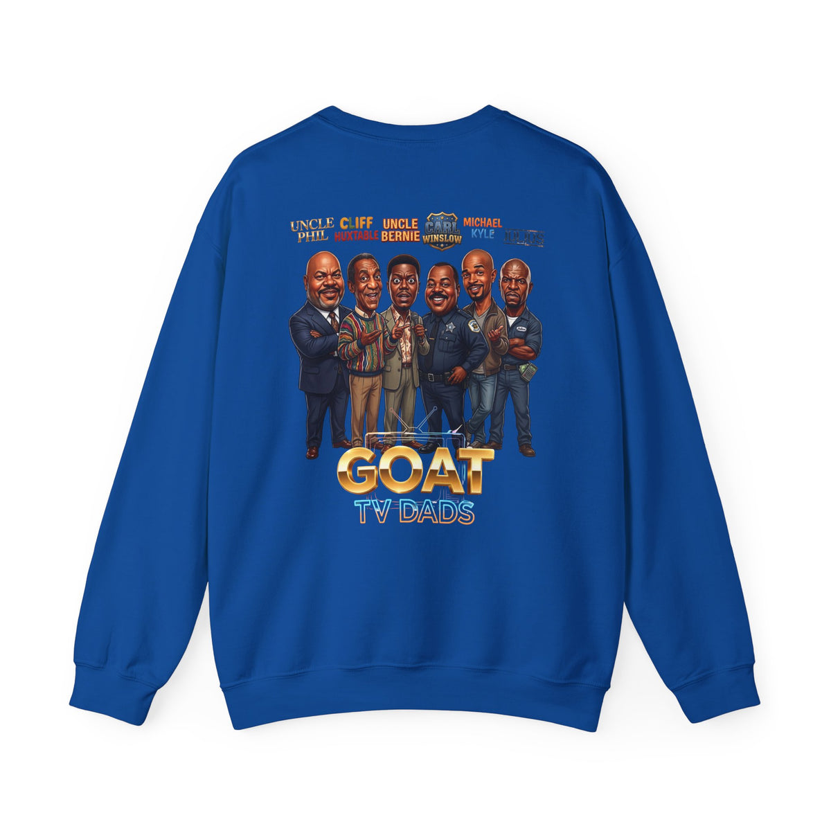Crewneck Sweatshirt — 'GOAT' Icon Caricature Tribute Backprint