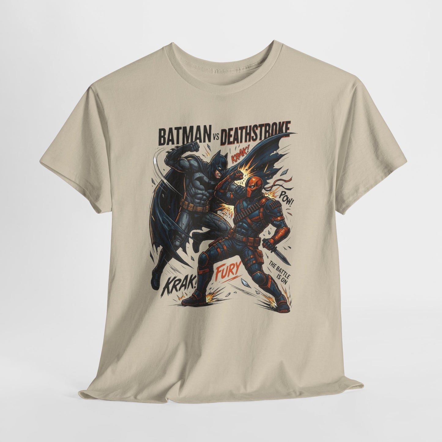 Batman vs Deathstroke Graphic Tee — Vintage Comic Fight Design