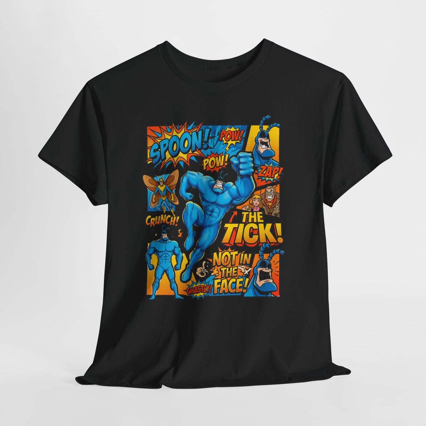 The Tick Comic Panel T-Shirt — Retro Superhero Graphic Tee