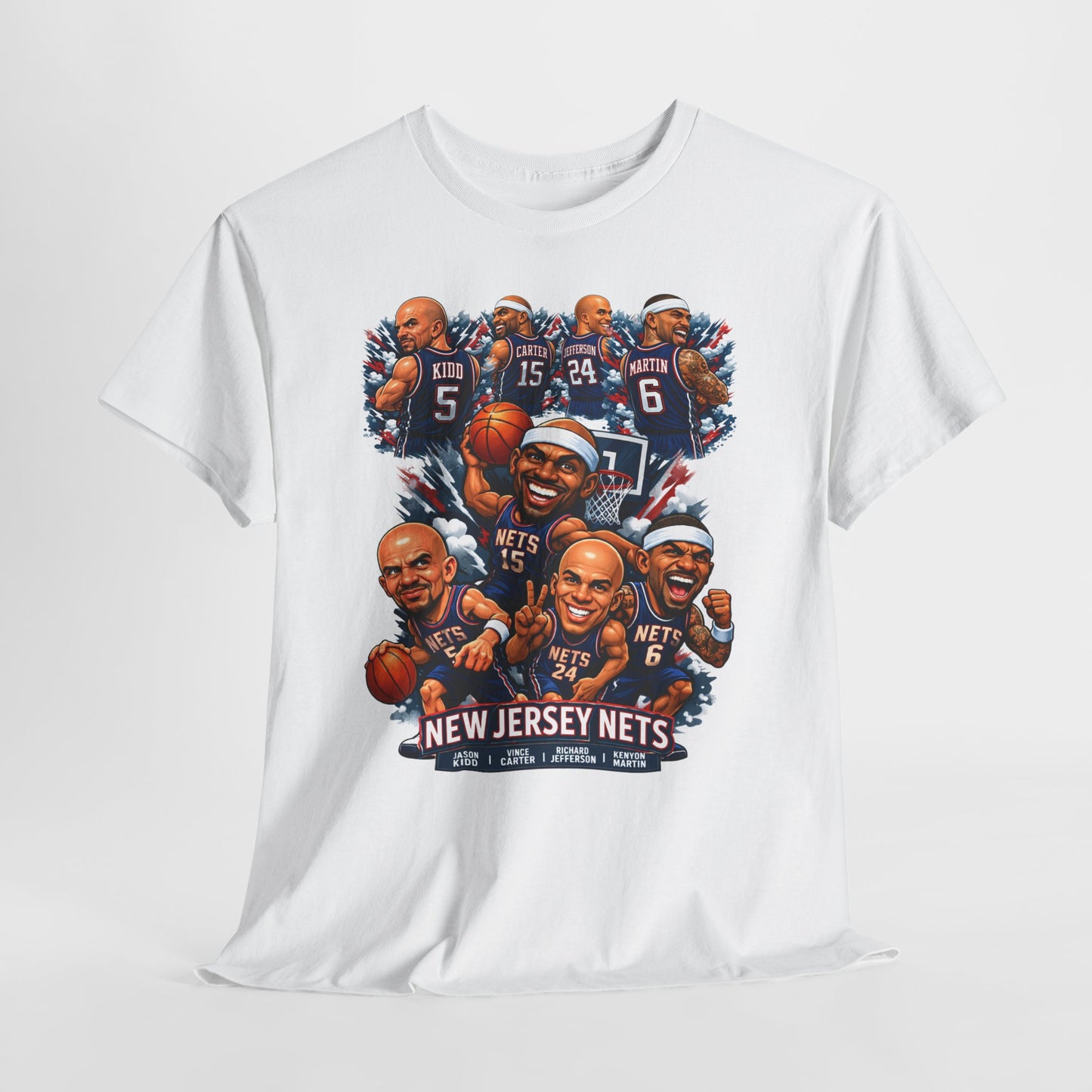 New Jersey Nets Vintage Team Collage T-Shirt — Classic NBA Legends Fan Tee