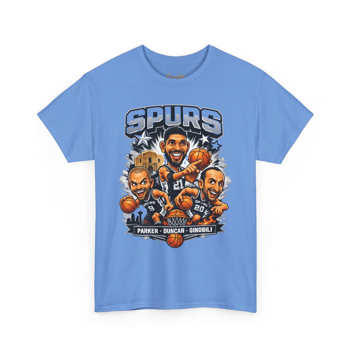 Spurs Legends T-Shirt — Parker, Duncan & Ginobili Cartoon Basketball Tee