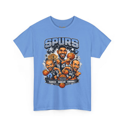 Spurs Legends T-Shirt — Parker, Duncan & Ginobili Cartoon Basketball Tee