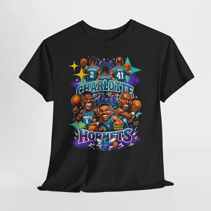 Charlotte Hornets Basketball T-Shirt — Team Player Caricature Tee