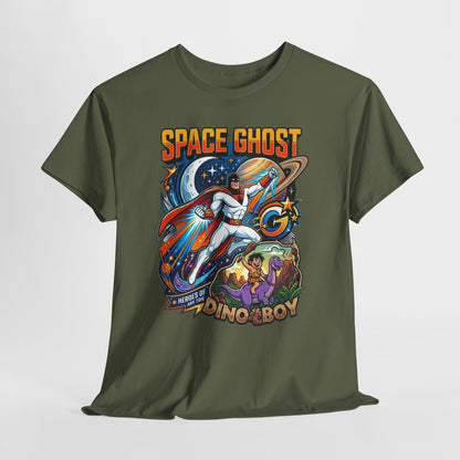 Space Ghost Dino-Boy Tee — Retro Astronaut Dinosaur Graphic T-Shirt