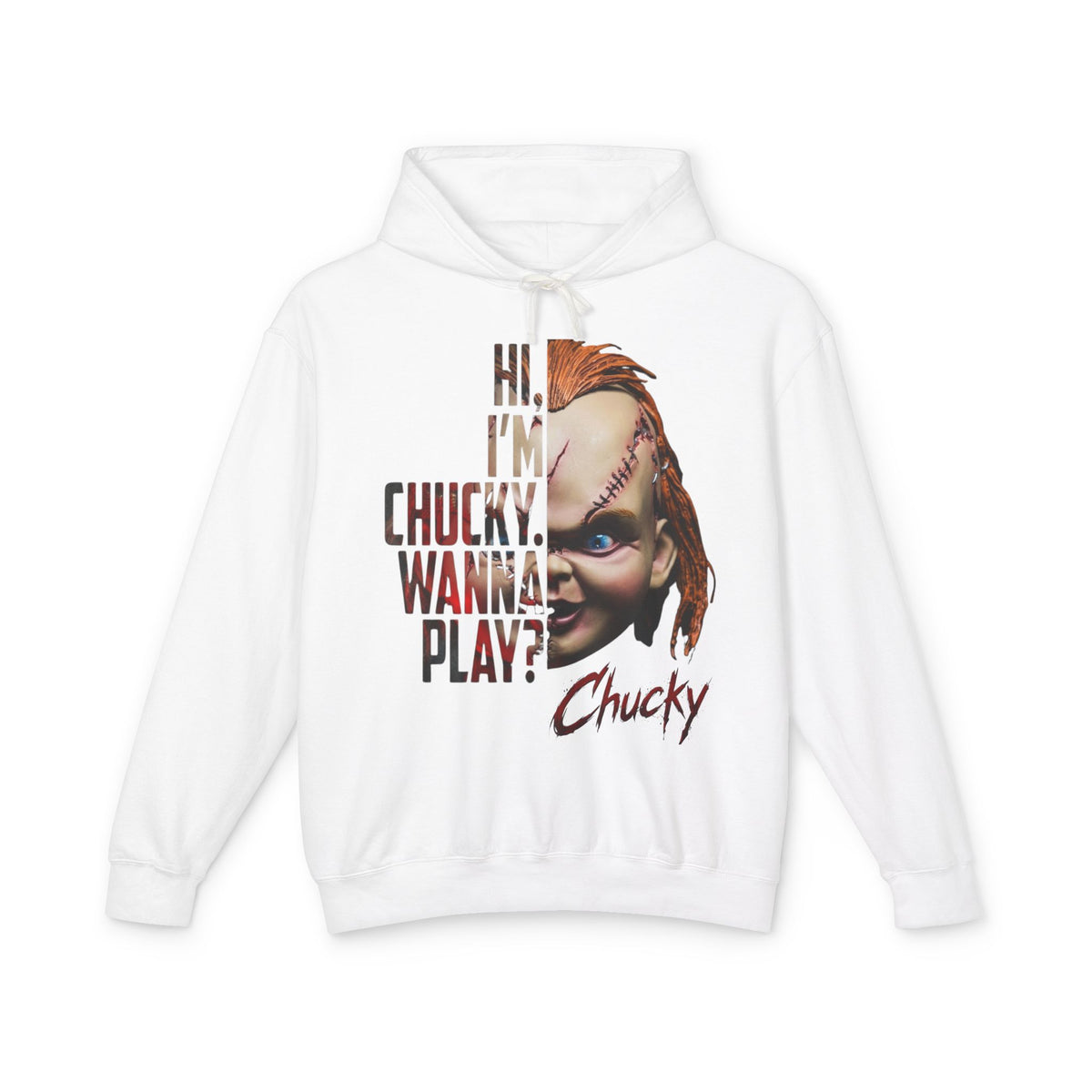 Chucky “Hi, I’m Chucky, Wanna Play?” Horror Movie Hoodie