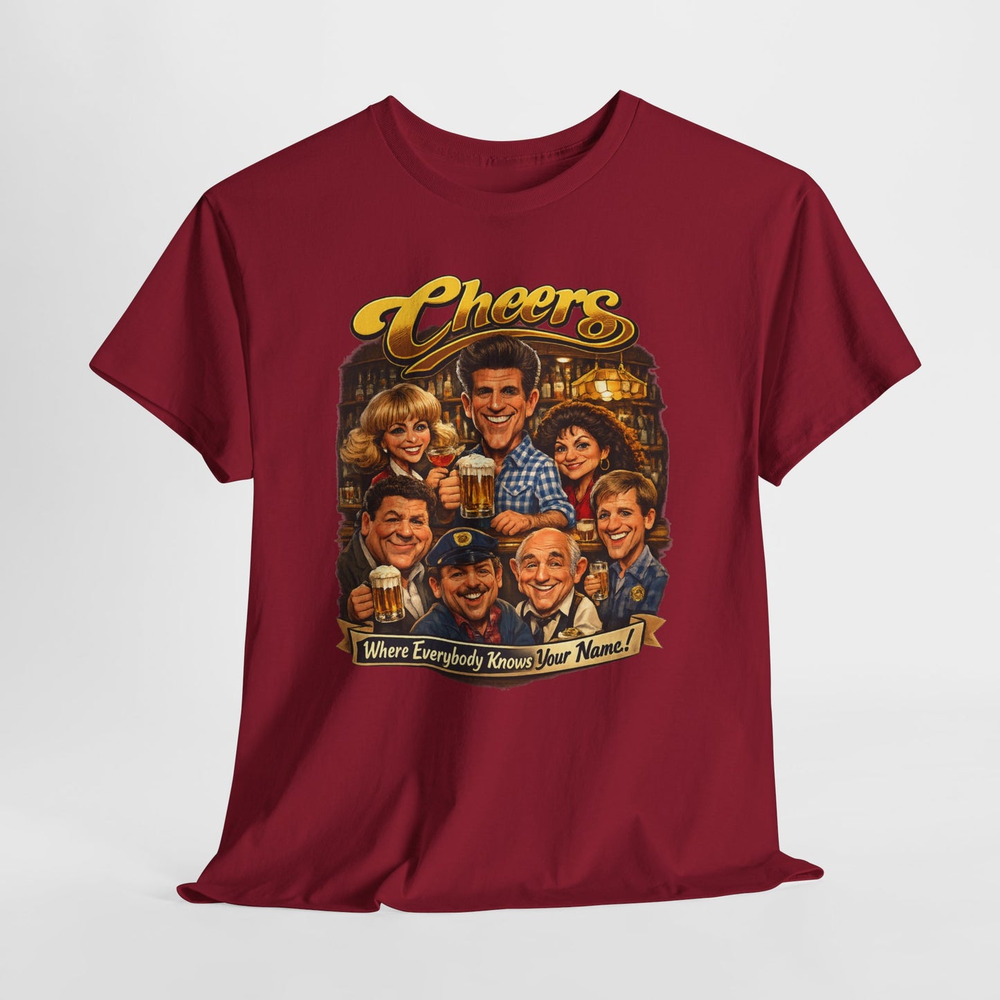 Cheers Cast Vintage Tee — "Where Everybody Knows Your Name" Retro TV Shirt