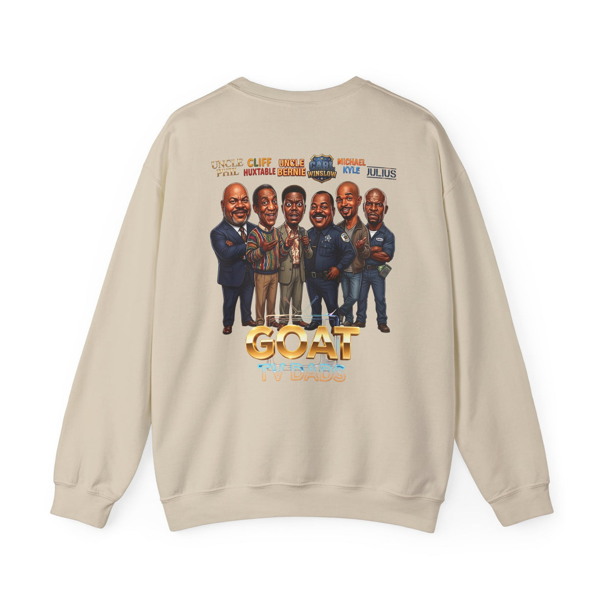 Crewneck Sweatshirt — 'GOAT' Icon Caricature Tribute Backprint