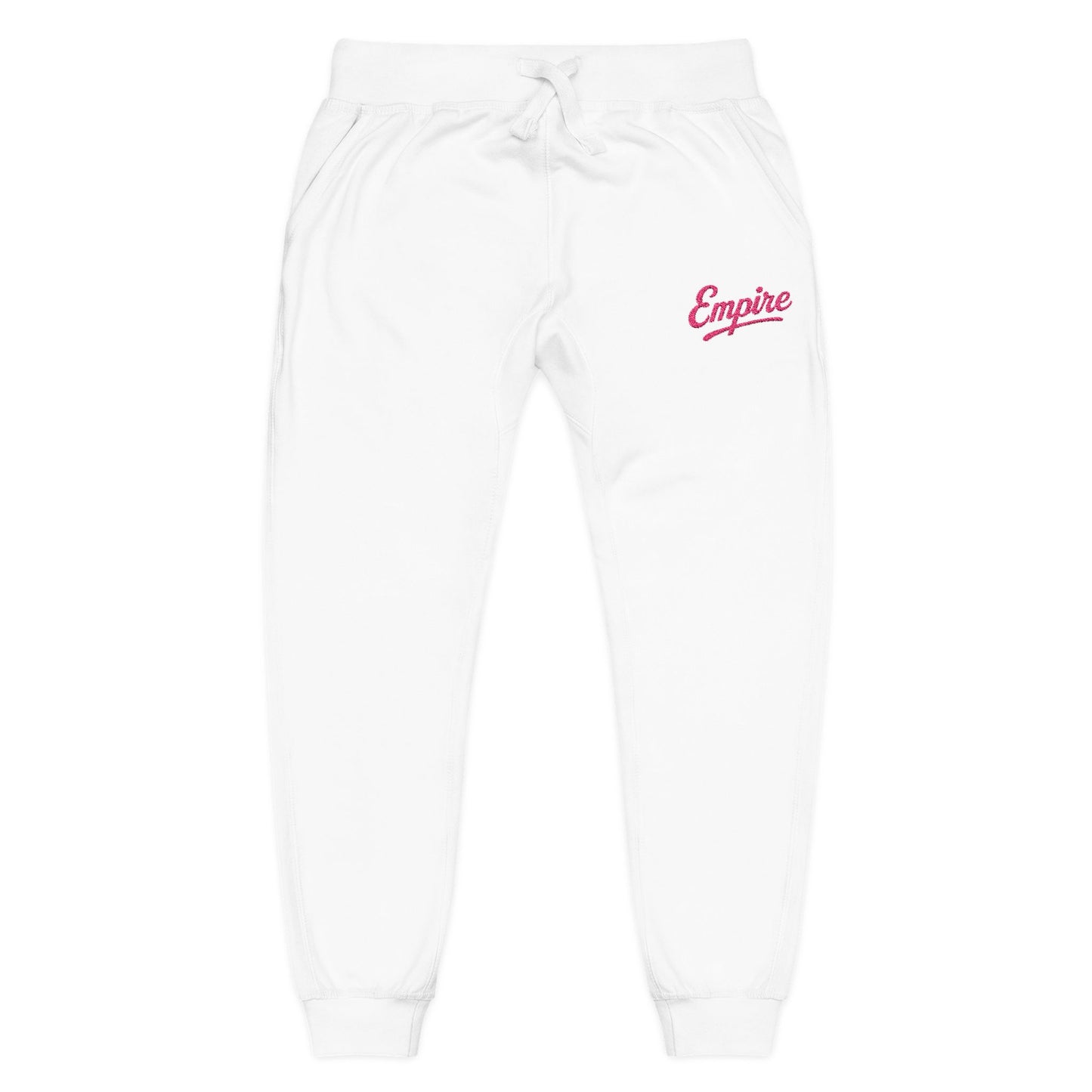 Empire Signature Embroidered Sweatpants — Minimal Fleece with Pink 'Empire' Logo