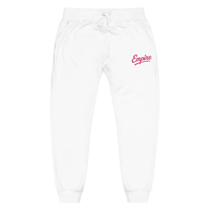 Empire Signature Embroidered Sweatpants — Minimal Fleece with Pink 'Empire' Logo