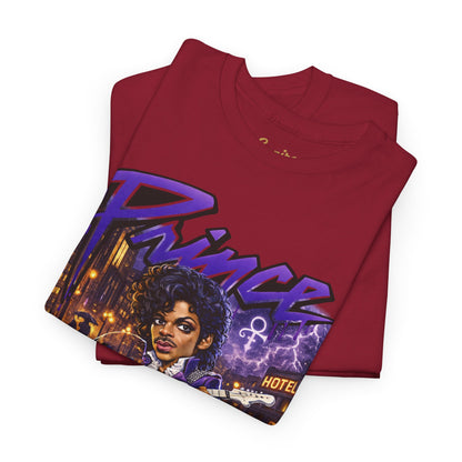 Purple Rain Graphic Tee – Retro 80s Guitar Vintage Concert Shirt